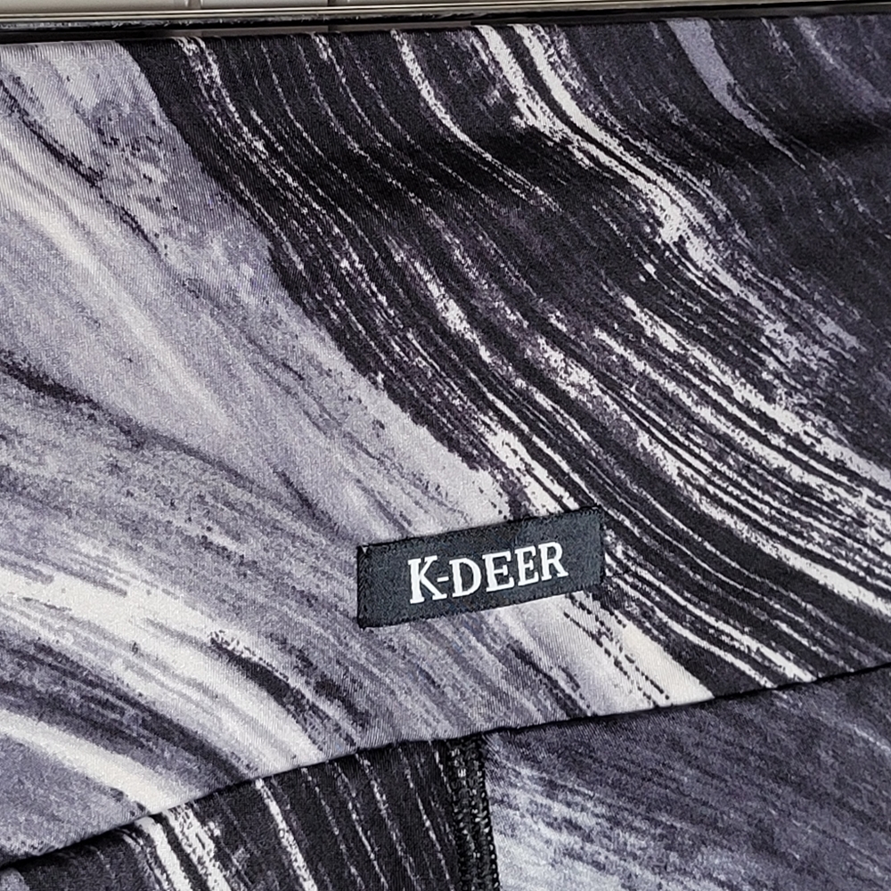 K-Deer Ankle Leggings in Mambo Black White Marble/Paint Strokes Sz XL EUC - Picture 6 of 7